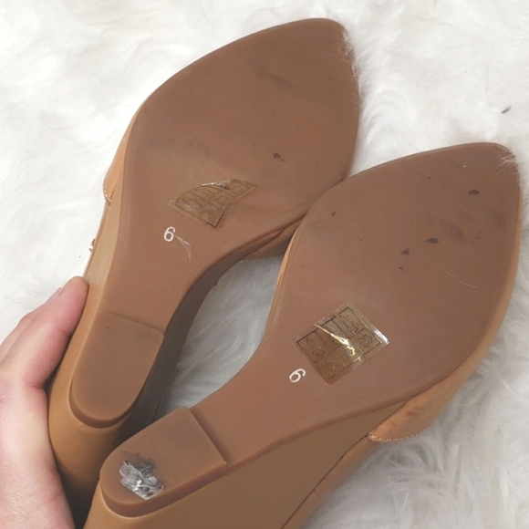 Jeffrey Campbell Tan Leather Wedge Sandals 6 Ankle strap - Picture 10 of 12